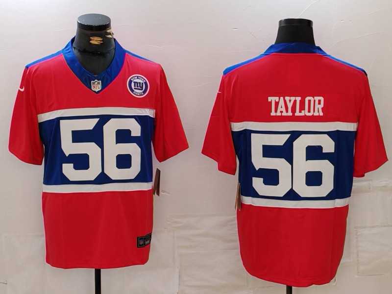 Mens New York Giants #56 Lawrence Taylor Limited Red Alternate FUSE Team Patch Vapor Jersey